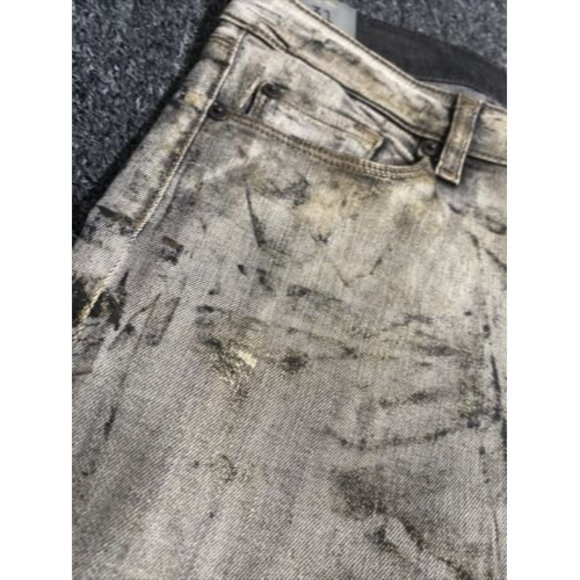 David Khan Women Jeans 31x33 Radioactive Brenda Skinny Ankle Denim Metallic Gold - Picture 3 of 8